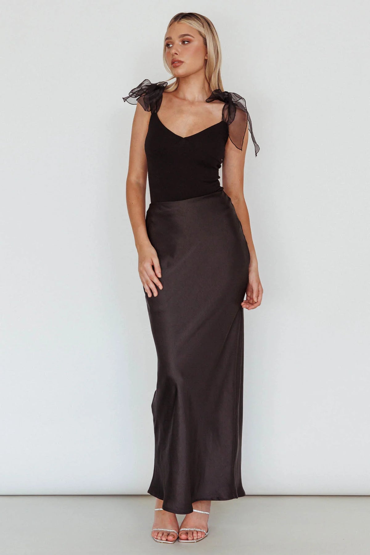 Midsomer Tied Shoulder Bodysuit Black
