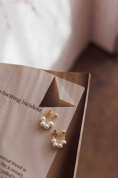 Milly Pearl Bead Earrings Gold