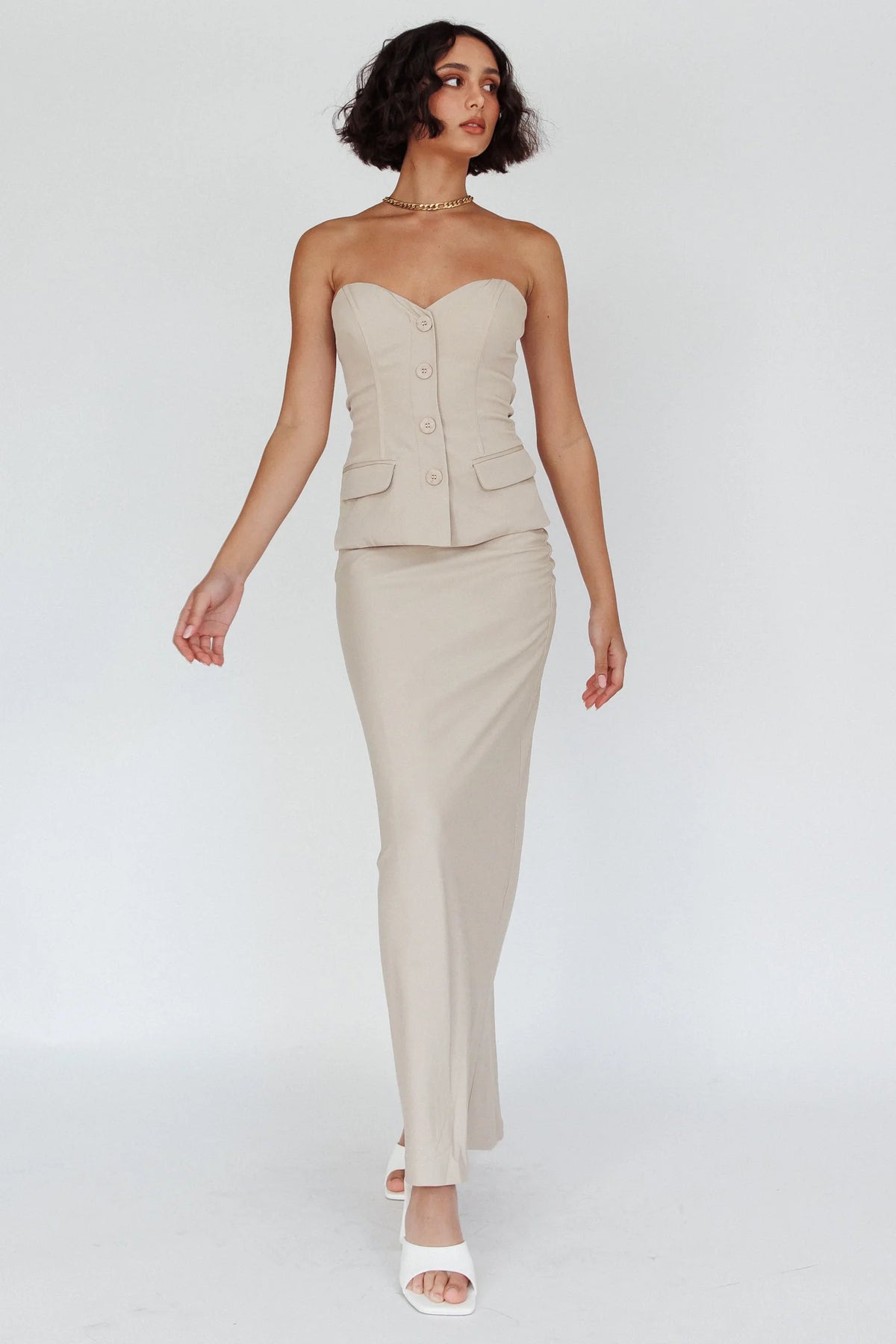 Valencia Flare Midi Skirt Oat