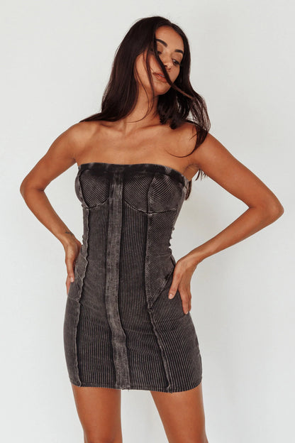 Keep Up Ribbed Bodycon Mini Dress Black