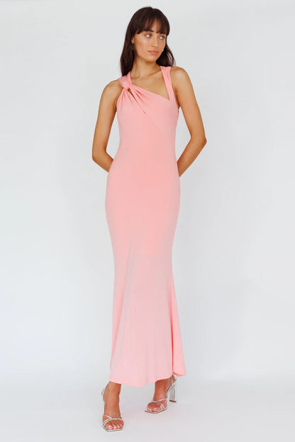 Karyl Shoulder Sash Midi Dress Apricot