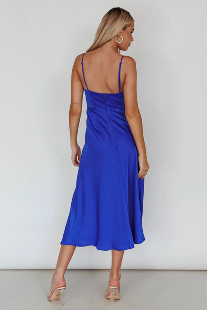 Suki Front Split Midi Dress Royal Blue