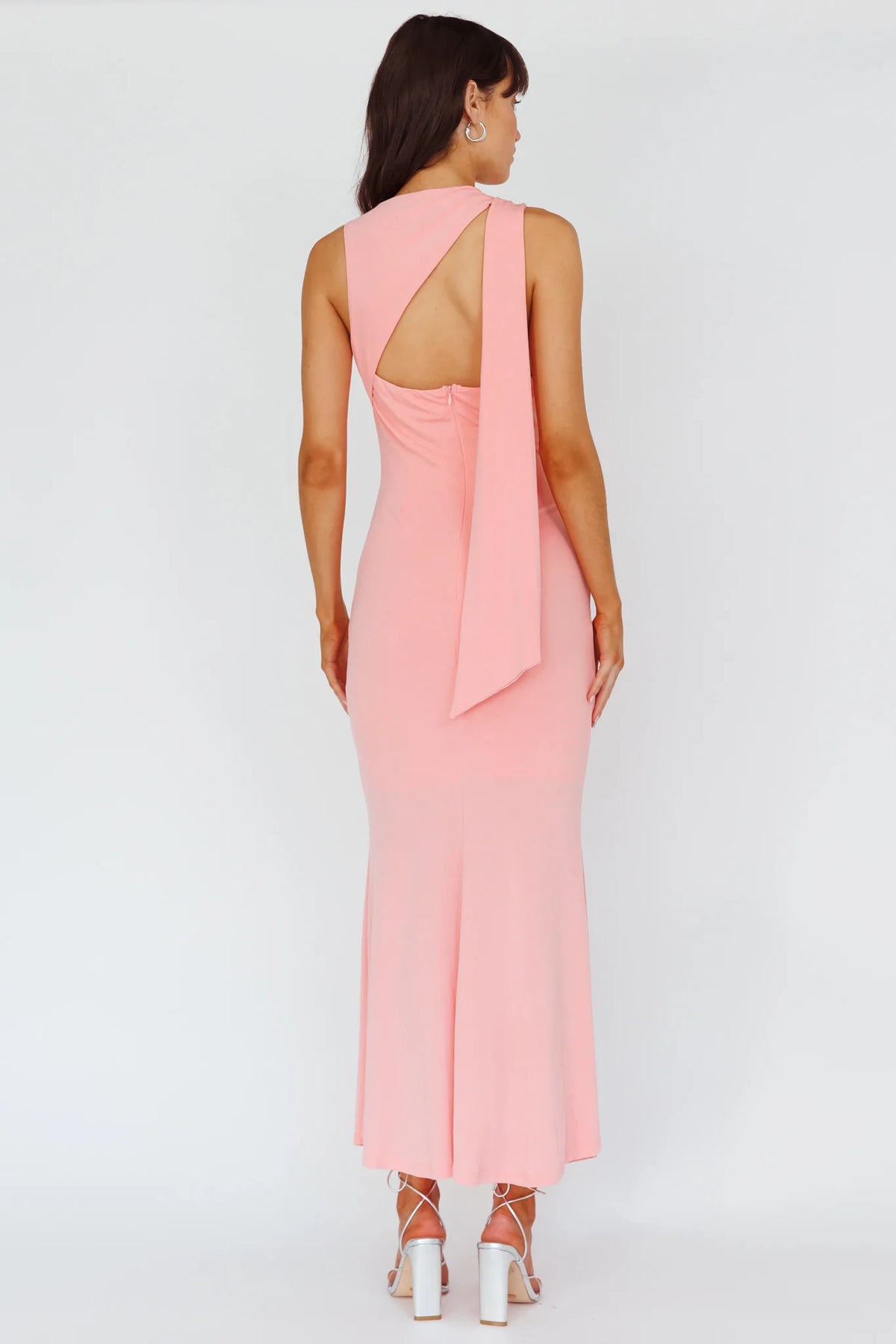 Karyl Shoulder Sash Midi Dress Apricot
