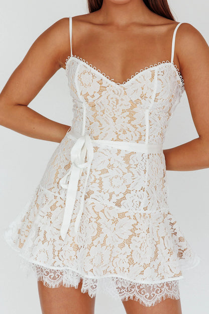 Love Stories Lace Mini Dress White
