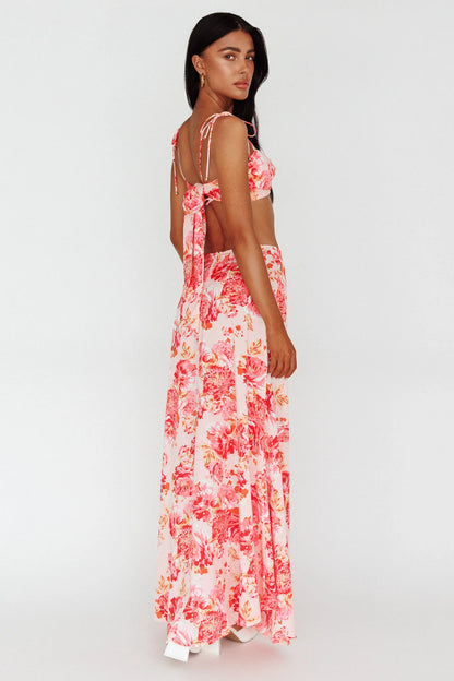 Gabbi Maxi Skirt Floral Print Pink