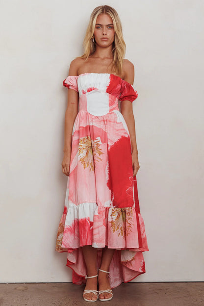 Sunday Mornings Ruched Bust Maxi Dress Floral Blush