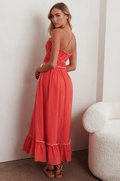 Ballad One-Shoulder Maxi Dress Coral