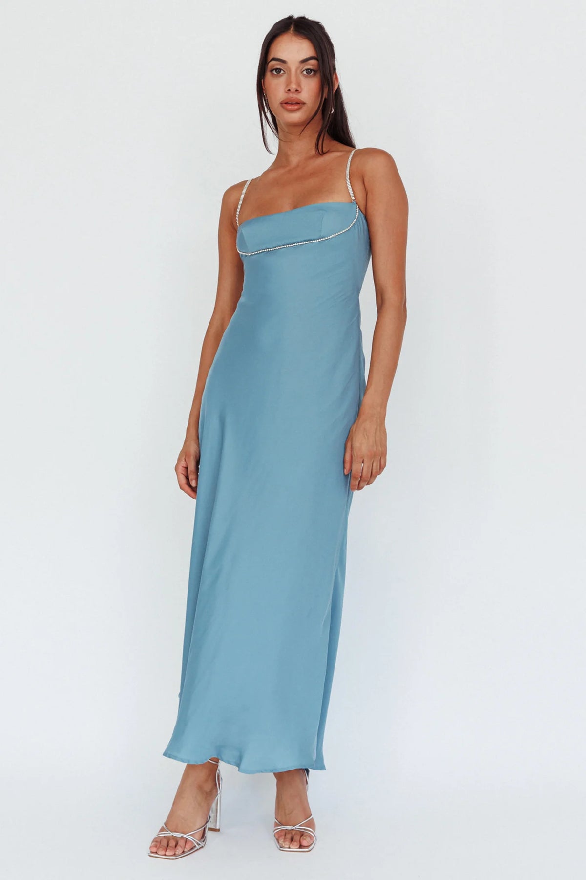 Linka Diamante Strap Maxi Dress Steel