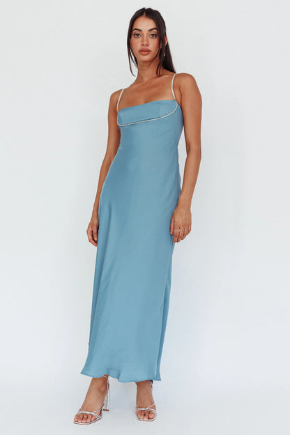 Linka Diamante Strap Maxi Dress Steel