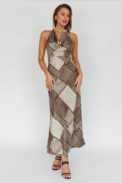 Kailie Halterneck Midi Dress Crosshatch Olive