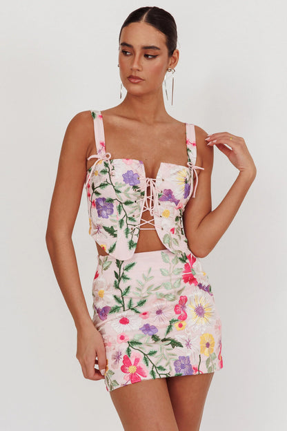 High Street Jacquard Mini Skirt Floral Multi