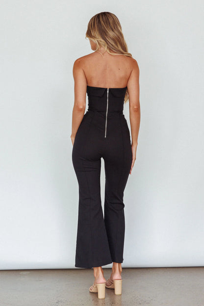 What's The Catch Strapless Jumpsuit Black