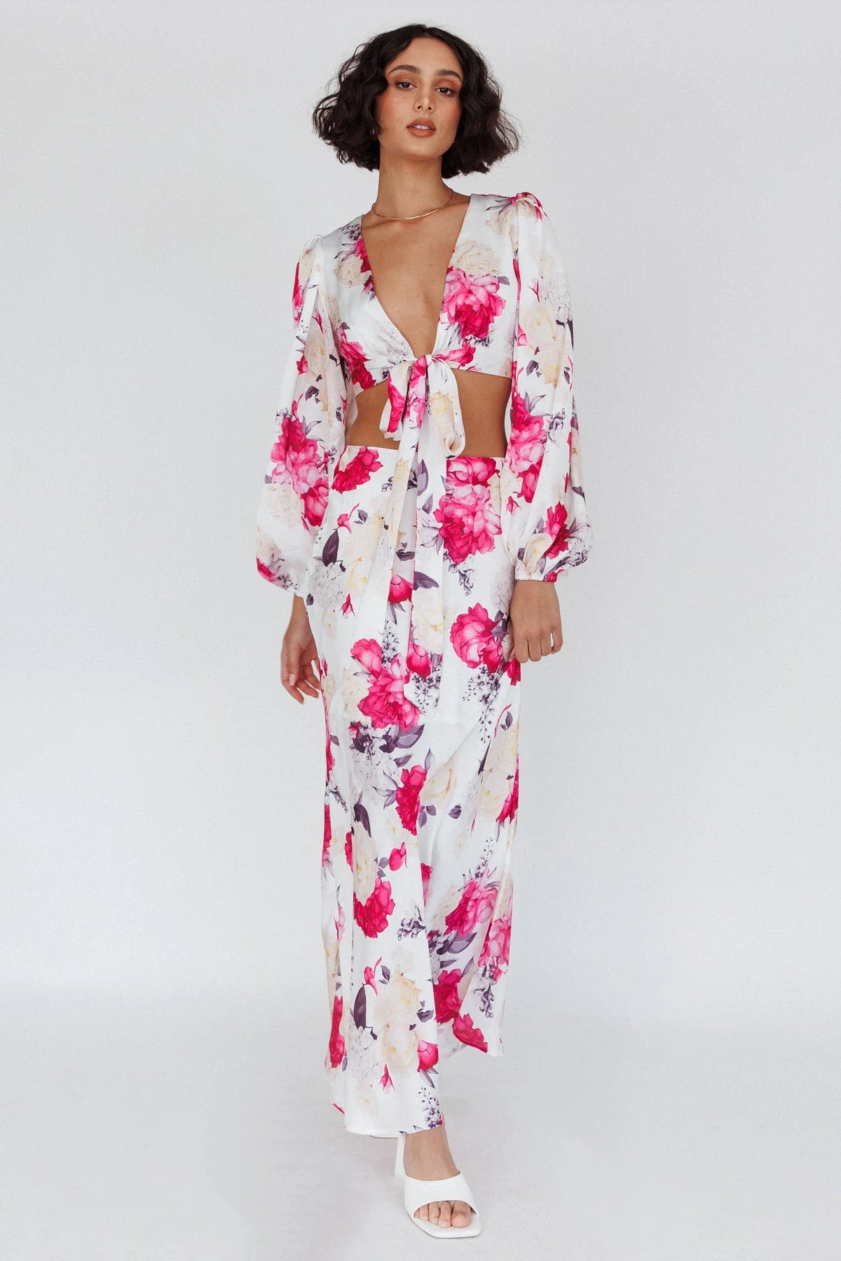 Meet Me In Fiji Maxi Skirt Floral Pink