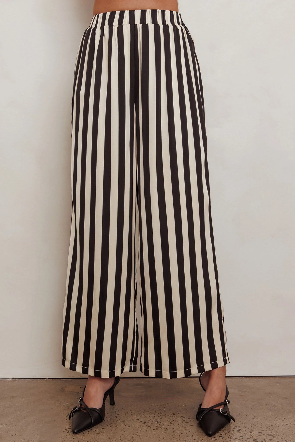 Love Galore Striped Wide Leg Pant Black/Beige