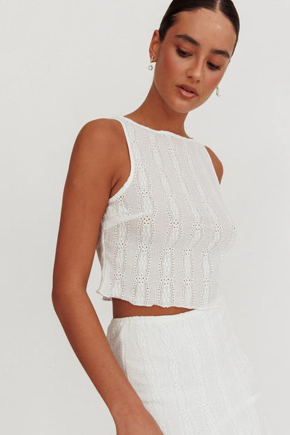 Paper Hearts Sleeveless Top White