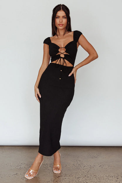 Iconic Cut-Out Bodice Midi Dress Black